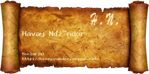 Havay Nándor névjegykártya